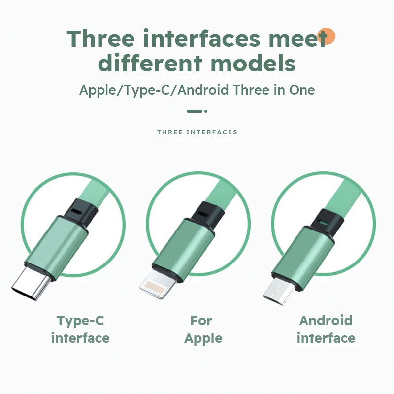 3 in 1 Retractable USB Cable Fast Charging Data Cord for Iphone Samsung Huawei Xiaomi Multi Port Multiple Charging Wire