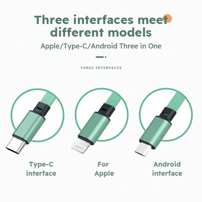 3 in 1 Retractable USB Cable Fast Charging Data Cord for Iphone Samsung Huawei Xiaomi Multi Port Multiple Charging Wire